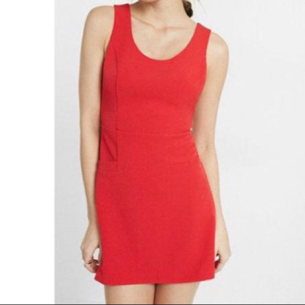 NEVER WORN Express Red Criss-Cross Back Mini Dress